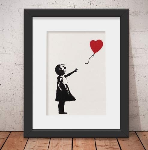 Quadro Decorativo Banksy Menina Com Balão - Moldura Premium 46x56cm