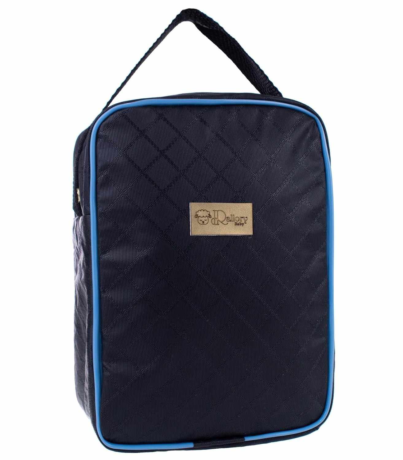 Bolsa Térmica Infantil com Alça – Ideal para Mamadeira, Lancheira e Marmita (Preto/Azul)