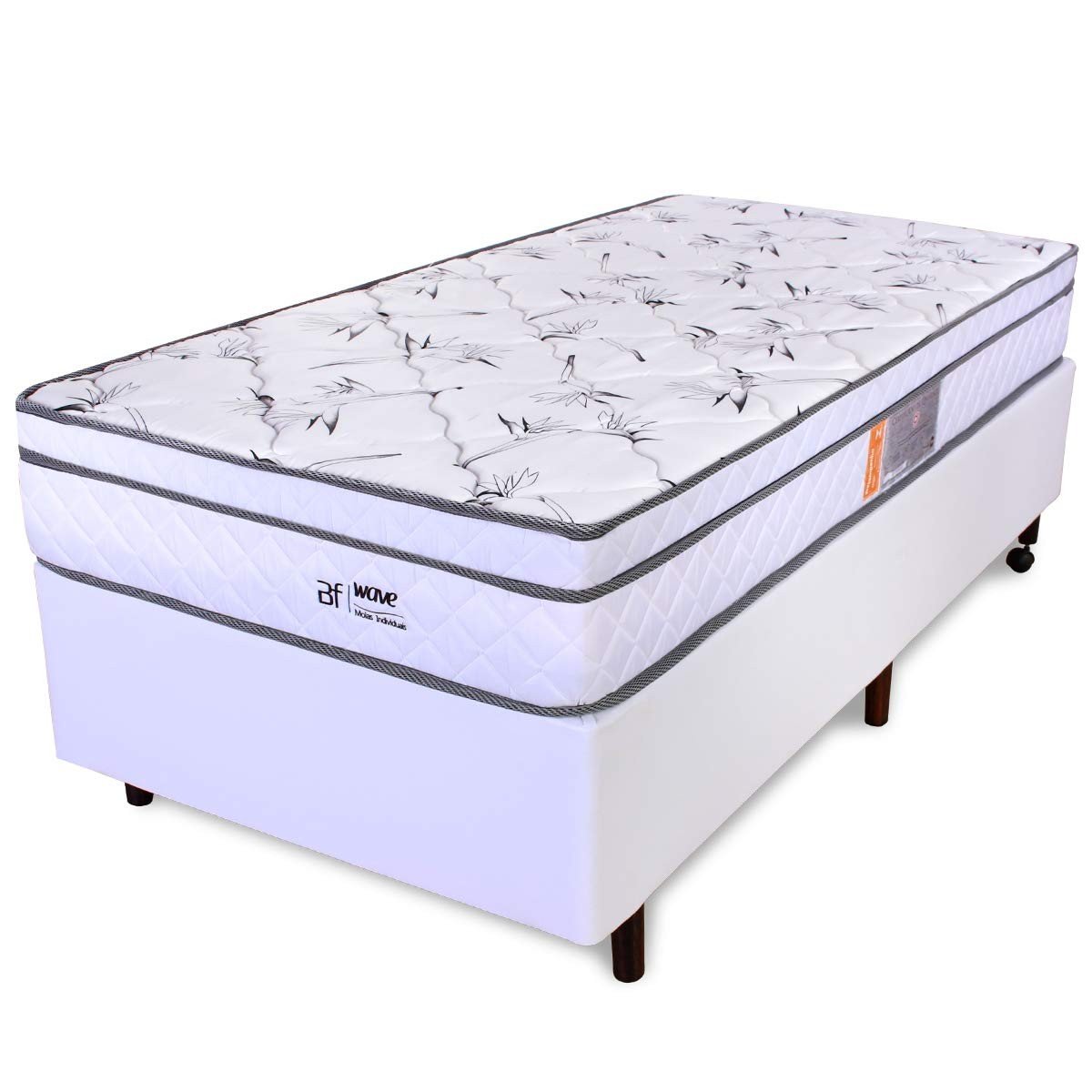 Cama Box Solteiro com Colchão de Molas Ensacadas e Pillow Top - Courvin Branco 88x188cm