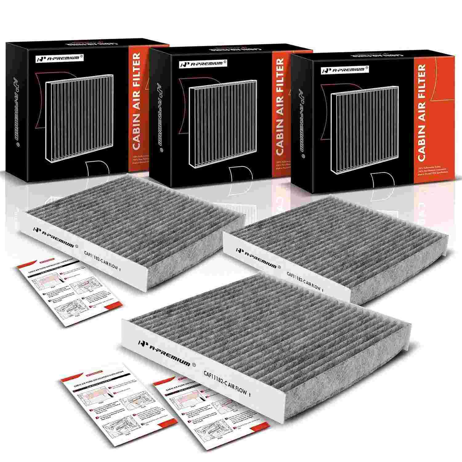 Kit 3 Filtros de Ar de Cabine com Carvão Ativado A-Premium para Acura e Honda - Ar Puro e Fresco!