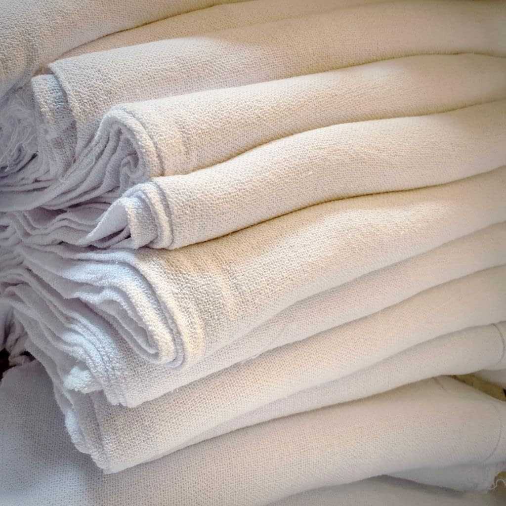Kit com 20 Panos de Chão Alvejados em Saco Costurado - 100% Algodão, Absorventes e Reutilizáveis