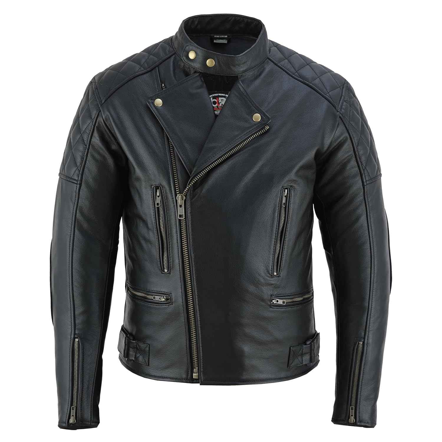 Jaqueta masculina de couro de qualidade premium para motocicletas com zíper aprovado pela CE