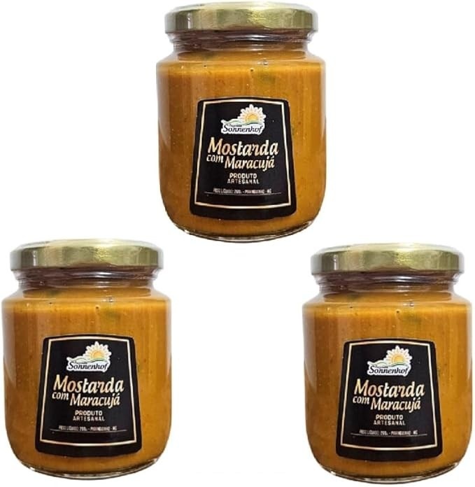 Kit com 3 Molho de Mostarda com Maracujá 250g - Fazenda Sonnenhof