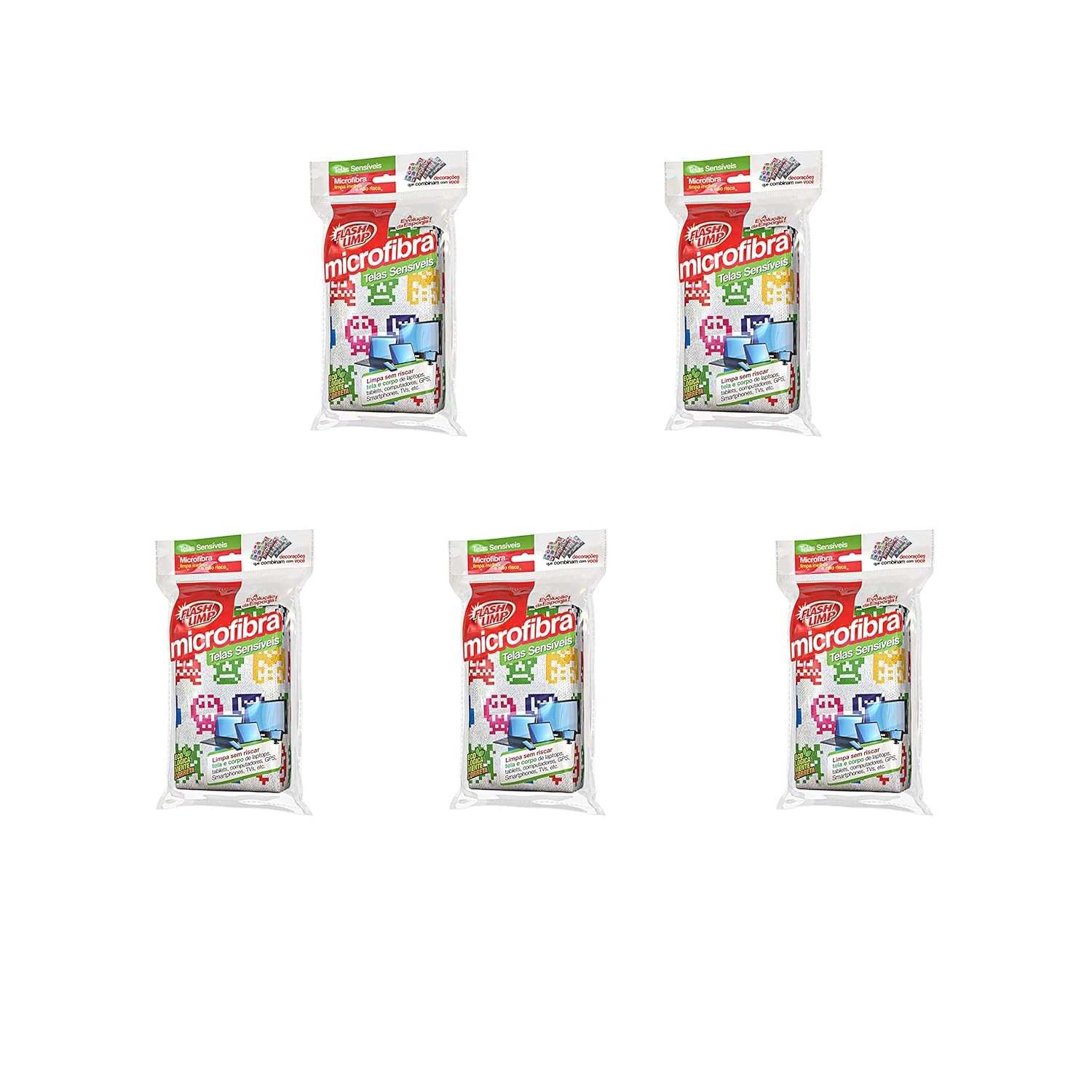 Flash Limp - Kit com 5 Esponjas de Microfibra para Limpeza de Telas Sensíveis