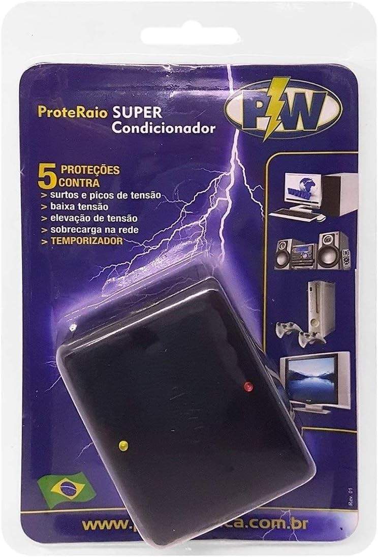 Protetor PW com Temporizador 10A 127V Branco - Proteção Total contra Raios e Quedas de Energia