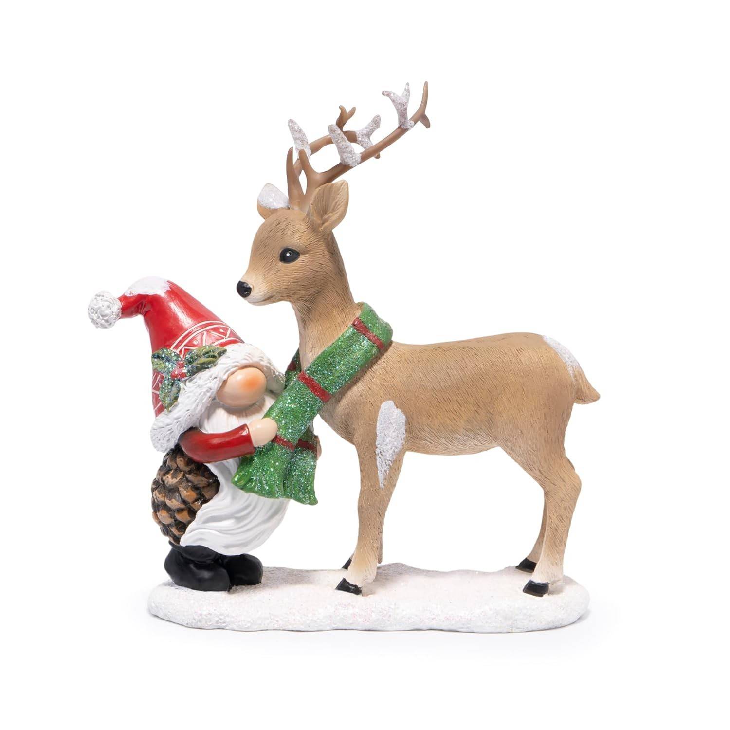 Gnomo e Rena de Natal Hodao - Decoração Resinosa para Casa com Estilo Nórdico Encantador