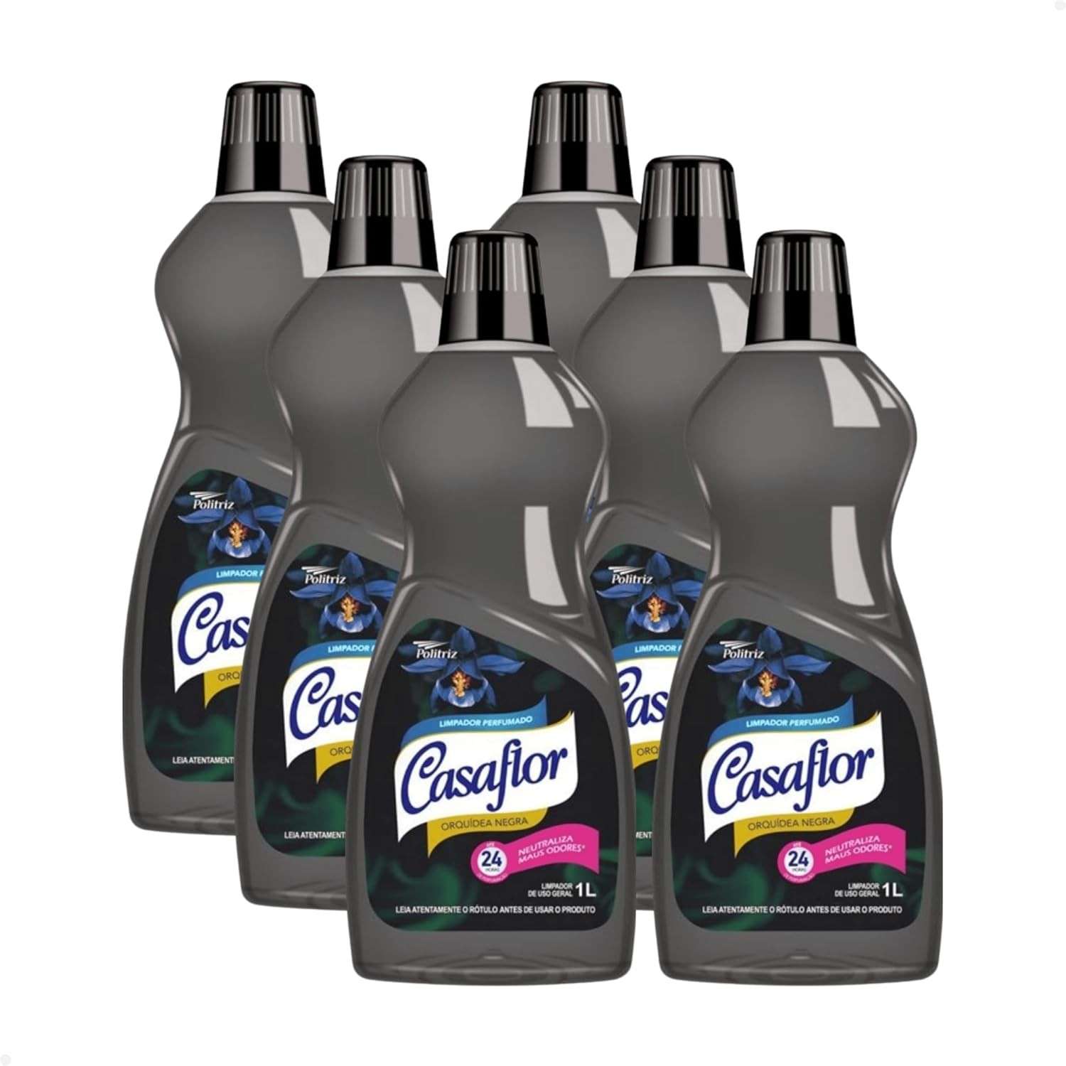 Limpador Perfumado Casaflor Orquídea Negra - Kit com 6 Unidades de 1L | Limpeza Eficaz e Aroma Sofisticado