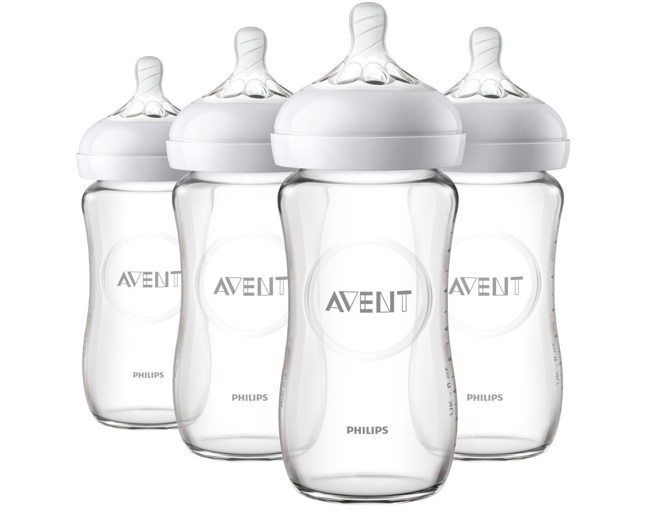 Mamadeira de Vidro Natural Philips Avent - 227ml | Pacote com 4 Unidades