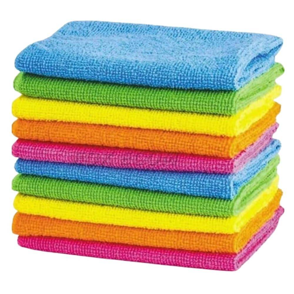 Kit com 10 Panos de Microfibra 25x25cm - Limpeza Multiuso, Alta Absorção, Lavável e Reutilizável