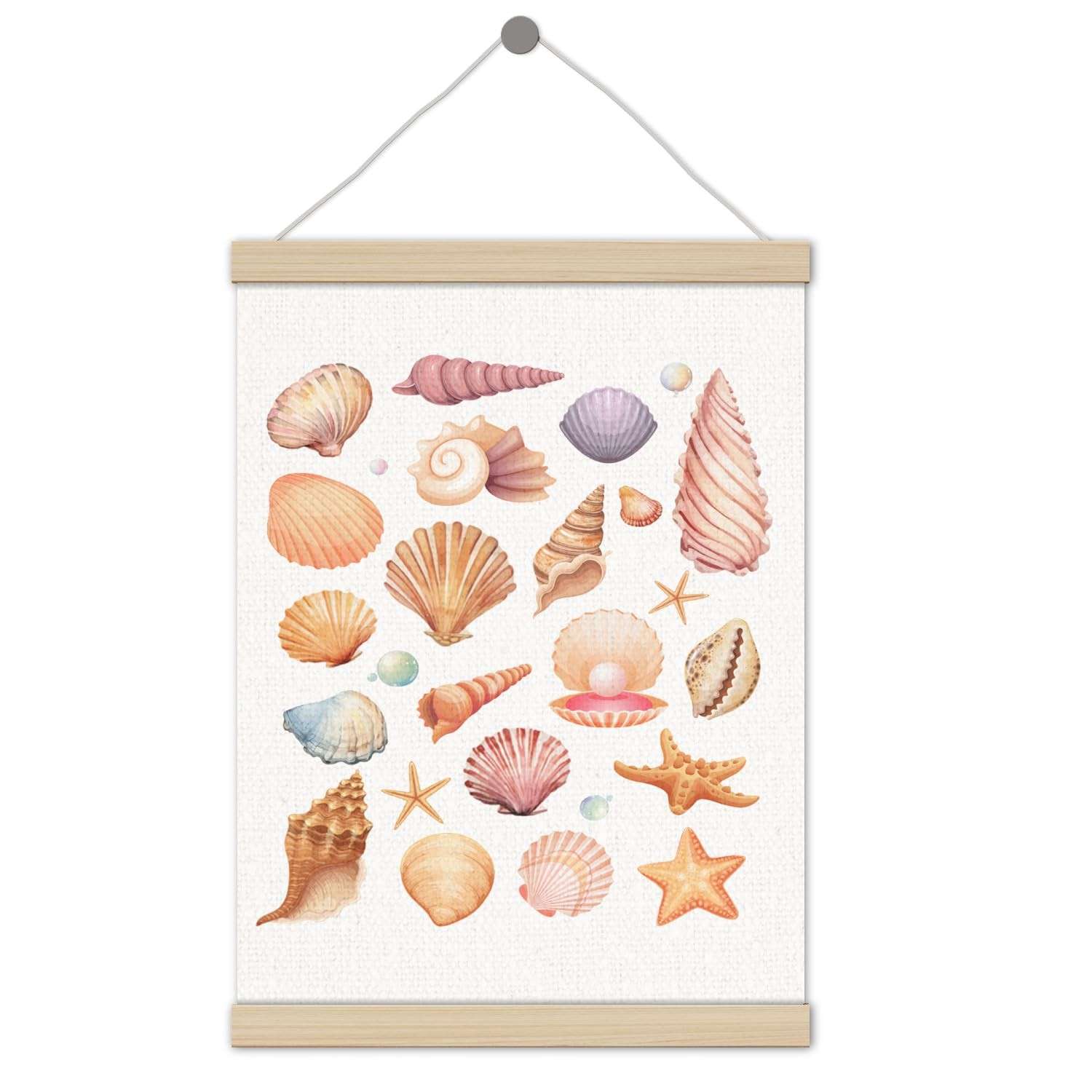 Moldura para Pôster Preppy Beach Seashell Starfish 30,5x40,6cm - Decore com Estilo Temático Marinho