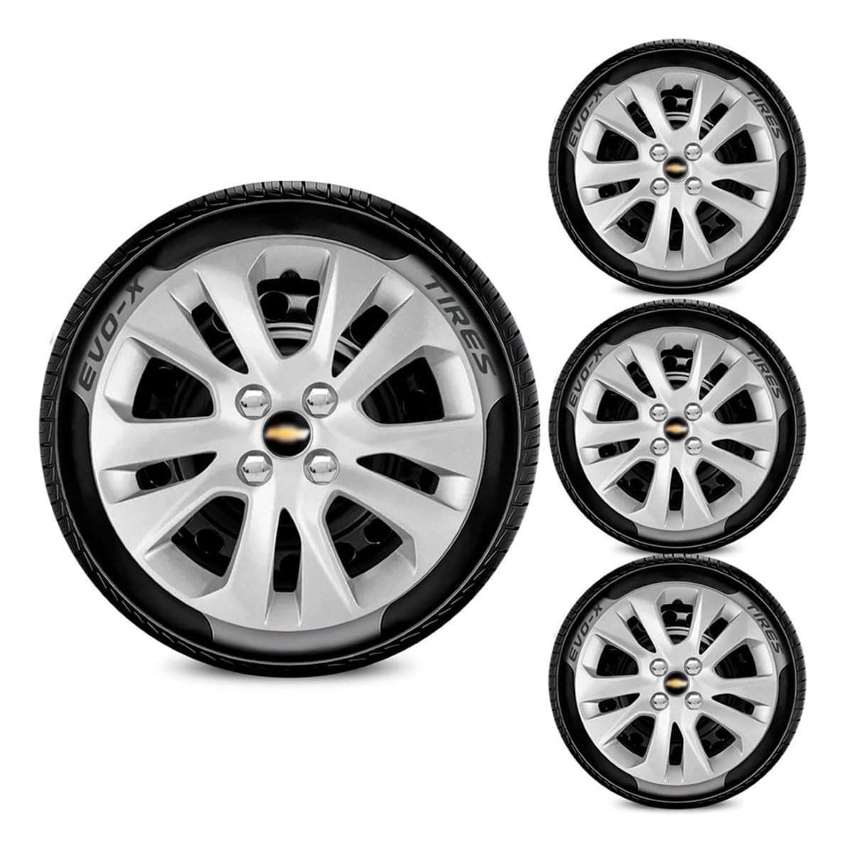 Jogo de Calotas Aro 15 4x100 Design Onix com Emblema Preto - Renove o Visual do Seu Carro!