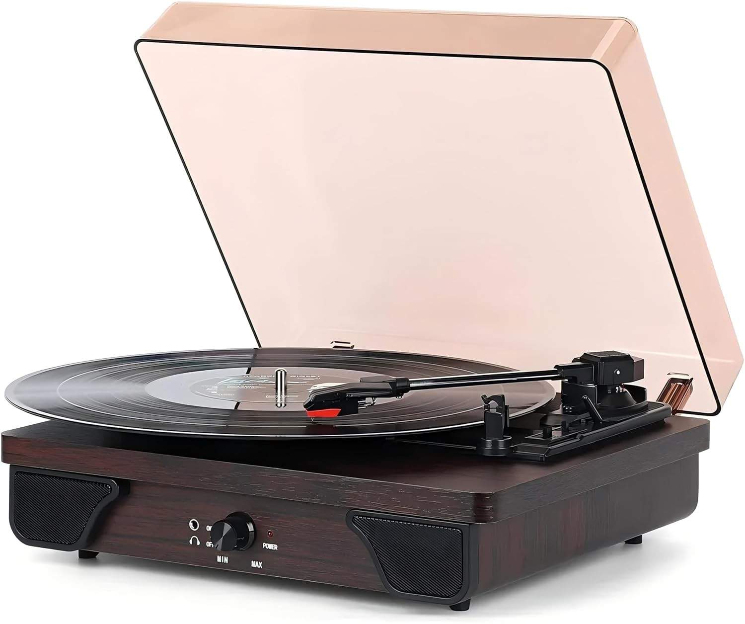 Toca-Discos VEDO Retro Bluetooth: Som Vintage com Tecnologia Moderna | Madeira Marrom