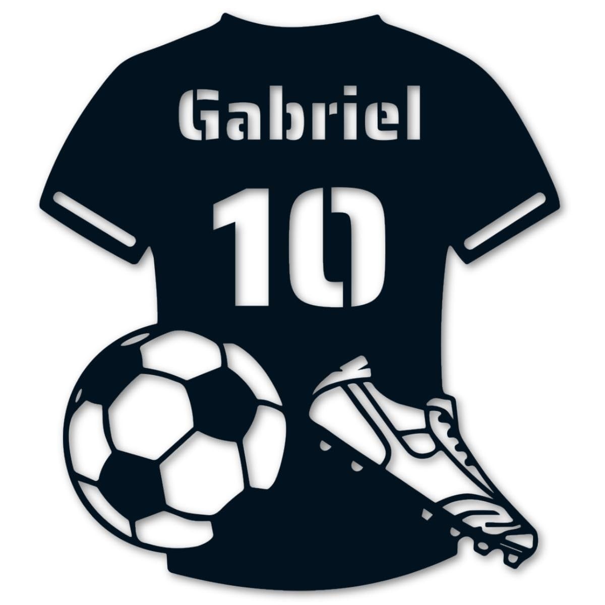 Quadro Decorativo Personalizado com Tema de Futebol - Nome e Número do Jogador