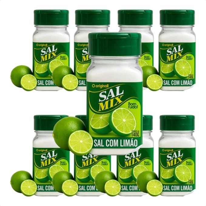 Sal Mix Tempero com Limão para Saladas e Carnes, Kit com 12 Unidades, 140g Cada