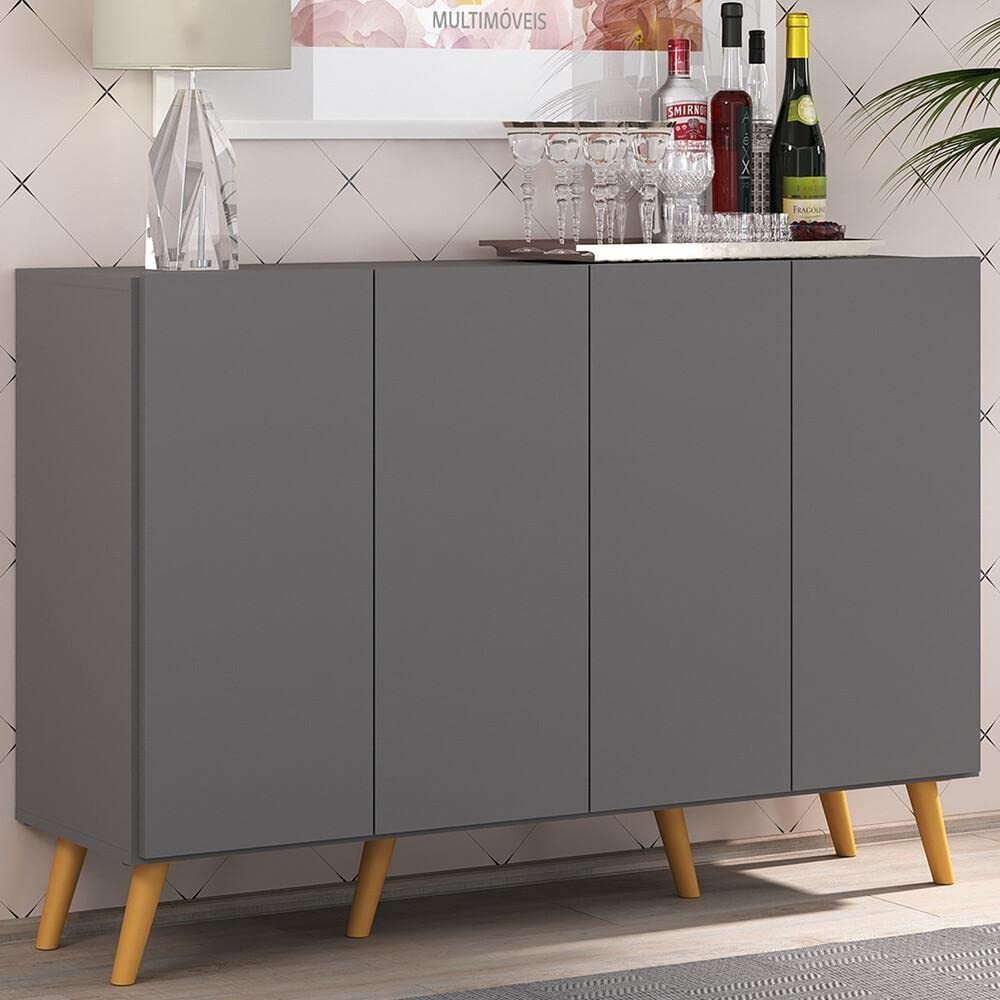 Aparador Buffet 4 Portas com Pés Retrô Veneza - Estilo e Funcionalidade para seu Ambiente