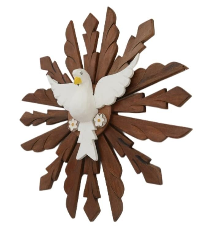 Divino Espírito Santo em Madeira 46 cm - Escultura Sagrada com Detalhes Finais