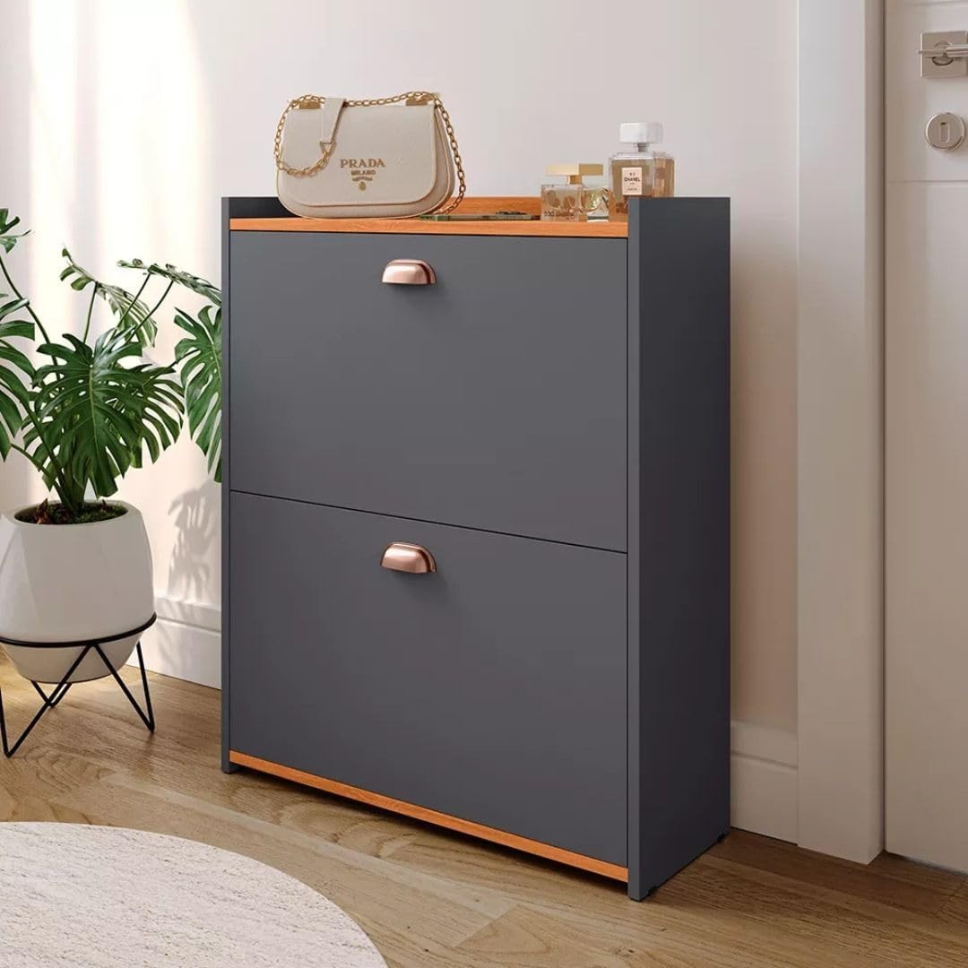 Sapateira 2 Gavetas Basculantes Cinza - Organize seu Espaço com Estilo e Praticidade