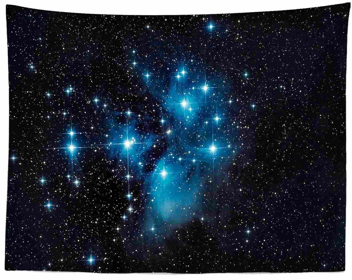 Tapeçaria Noite Estrelada com Galáxia e Via Láctea - 203x152cm | Decoração Espacial para Quarto e Sala