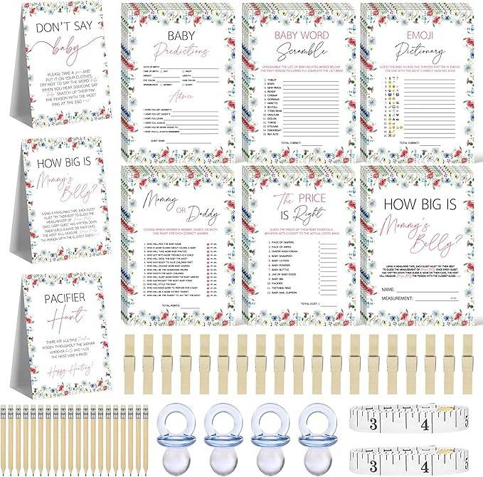 Decorações de chá de bebê com flores silvestres