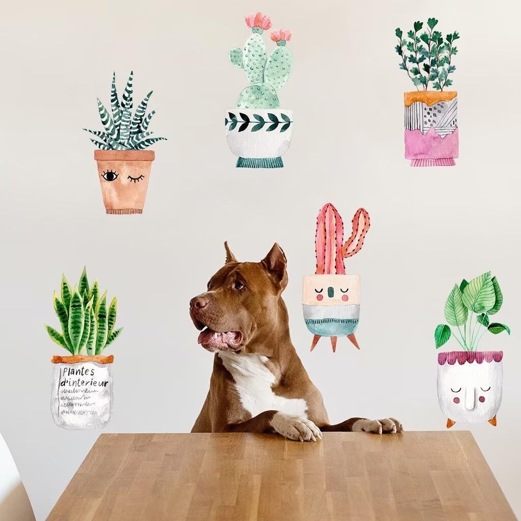 Adesivos de Parede Cactos Fofos - Decoração Moderna com Vinil de Suculentas para Quarto e Sala