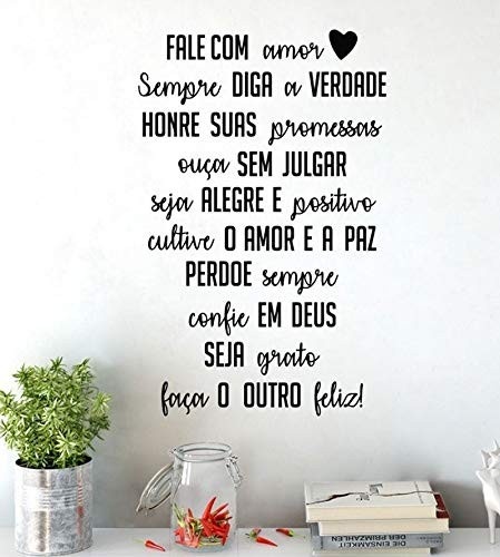 Adesivo de Parede Frase 'Fale Com Amor' 90x60cm - Inspire-se com Estilo e Positividade