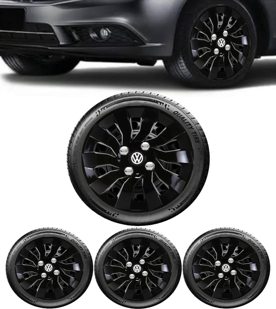 Jogo 4 Calotas Esportivas Street Aro 14 Preto Brilhante - Compatível com VW Gol, Fox, Voyage e mais!