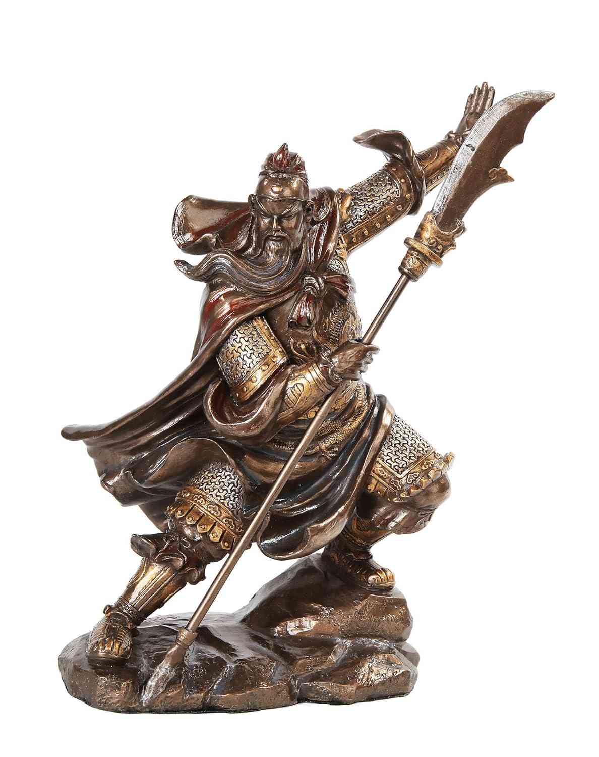 Estátua de Resina Guan Yu 13" - Guerreiro Chinês com Detalhes Finais