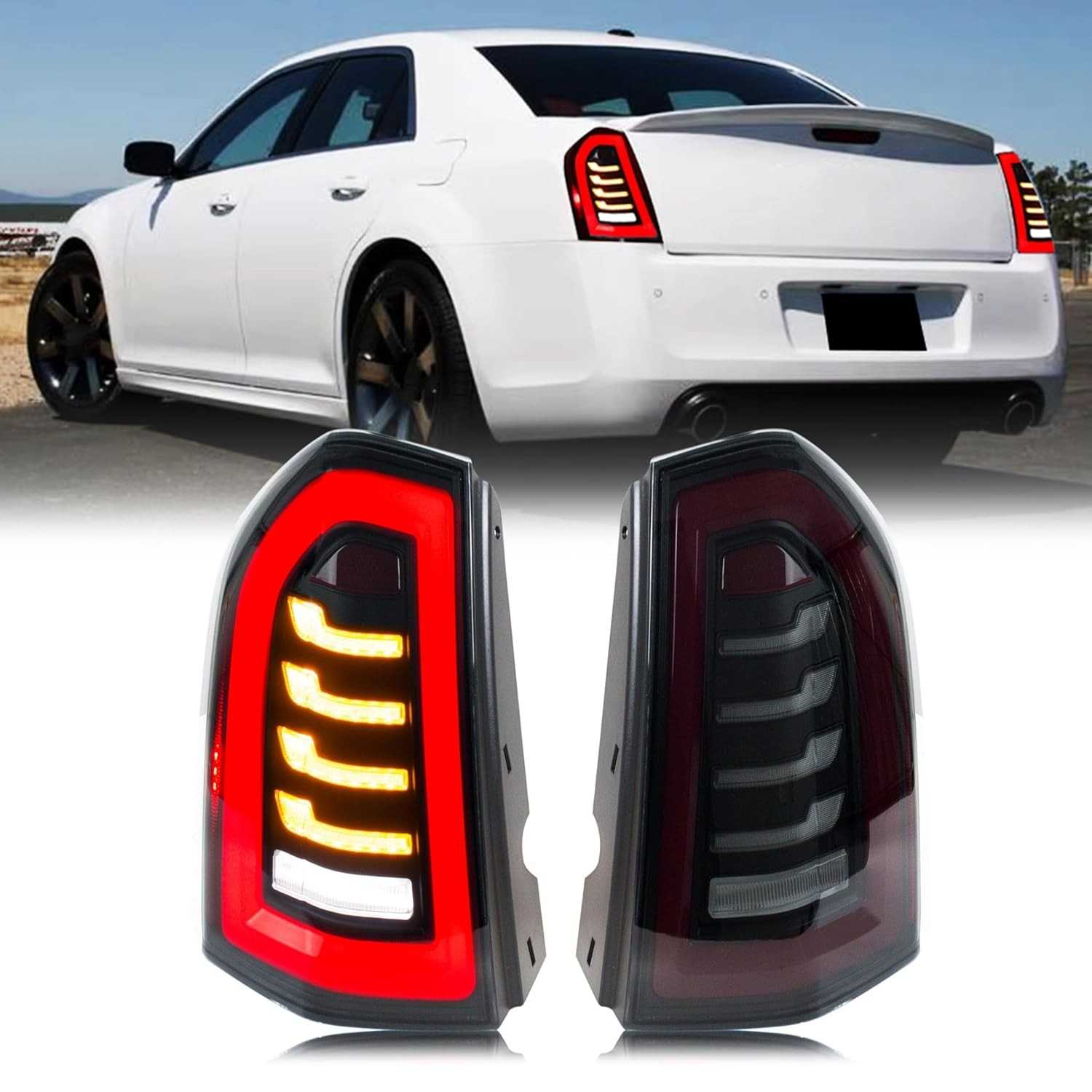 Luzes Traseiras LED Inginuity Time para Chrysler 300/300C (2011-2014) com Animação Sequencial e DRL