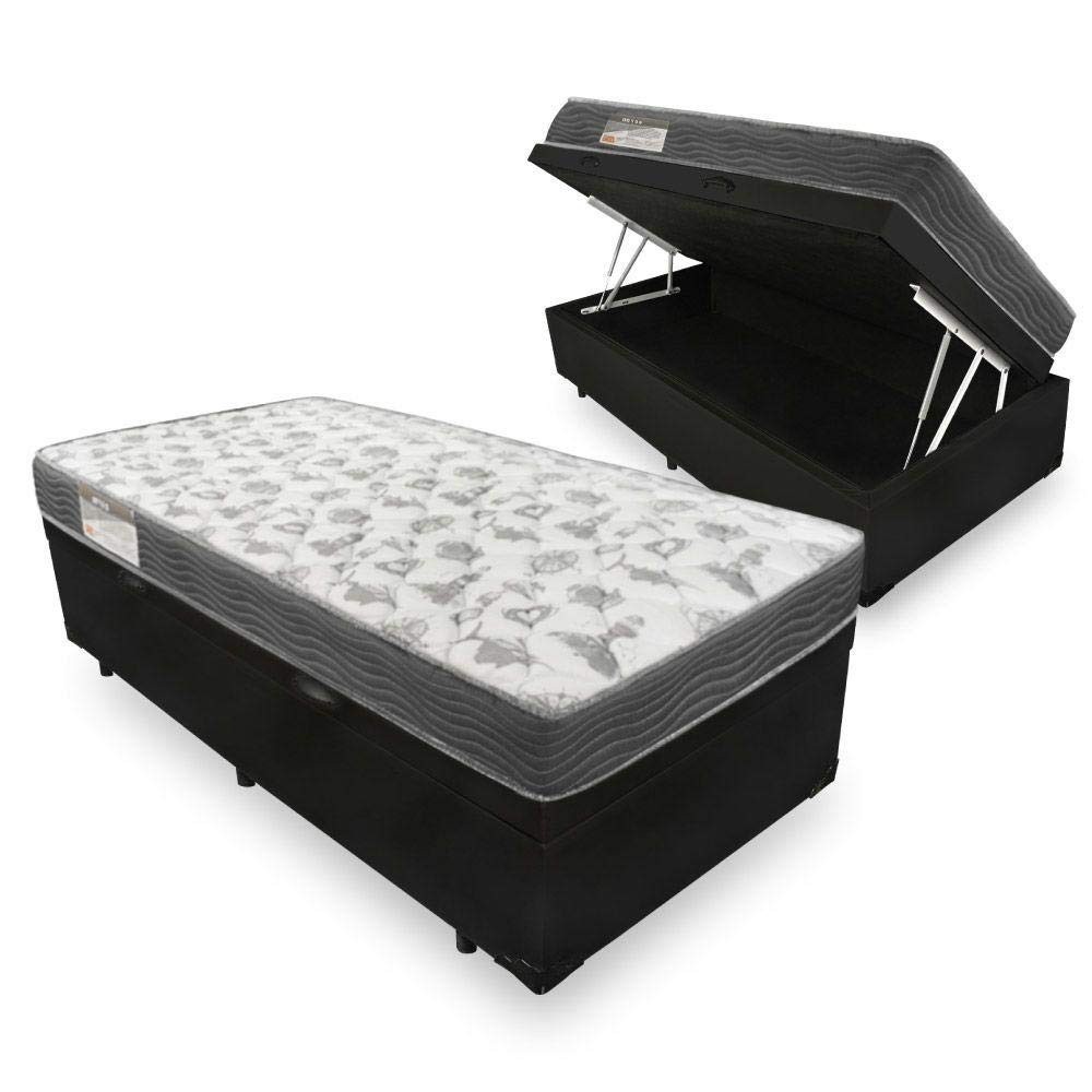 Cama Box com Baú Solteiro + Colchão Ortobom Iso 100 D33 Extra Firme - Conforto e Armazenamento