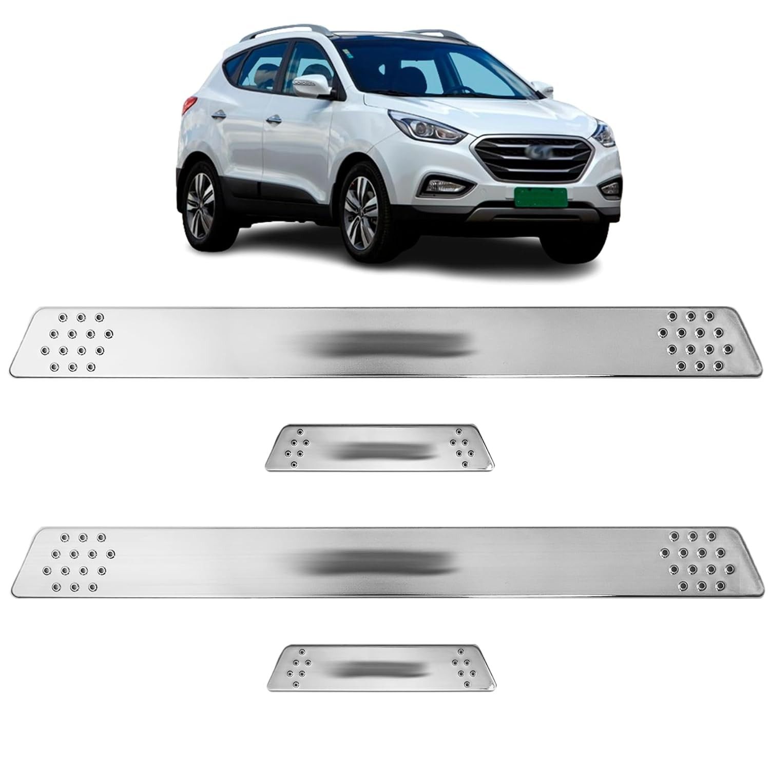 Soleira Cromada Escovada Personalizada para Hyundai Ix35 (2010-2022) com Antiderrapante