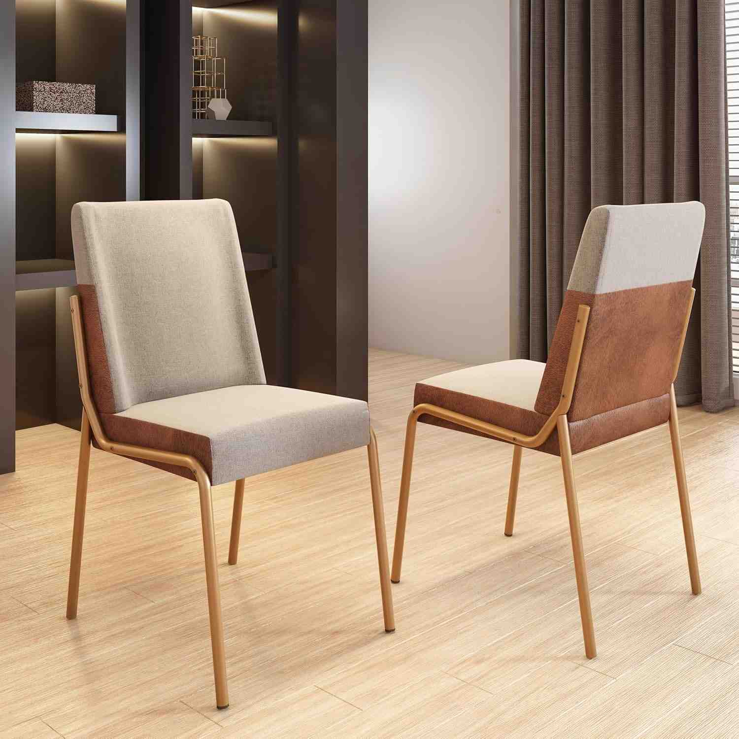 Conjunto de 2 Cadeiras de Jantar Hug 1749 - Design Moderno Rose com Estrutura em Aço