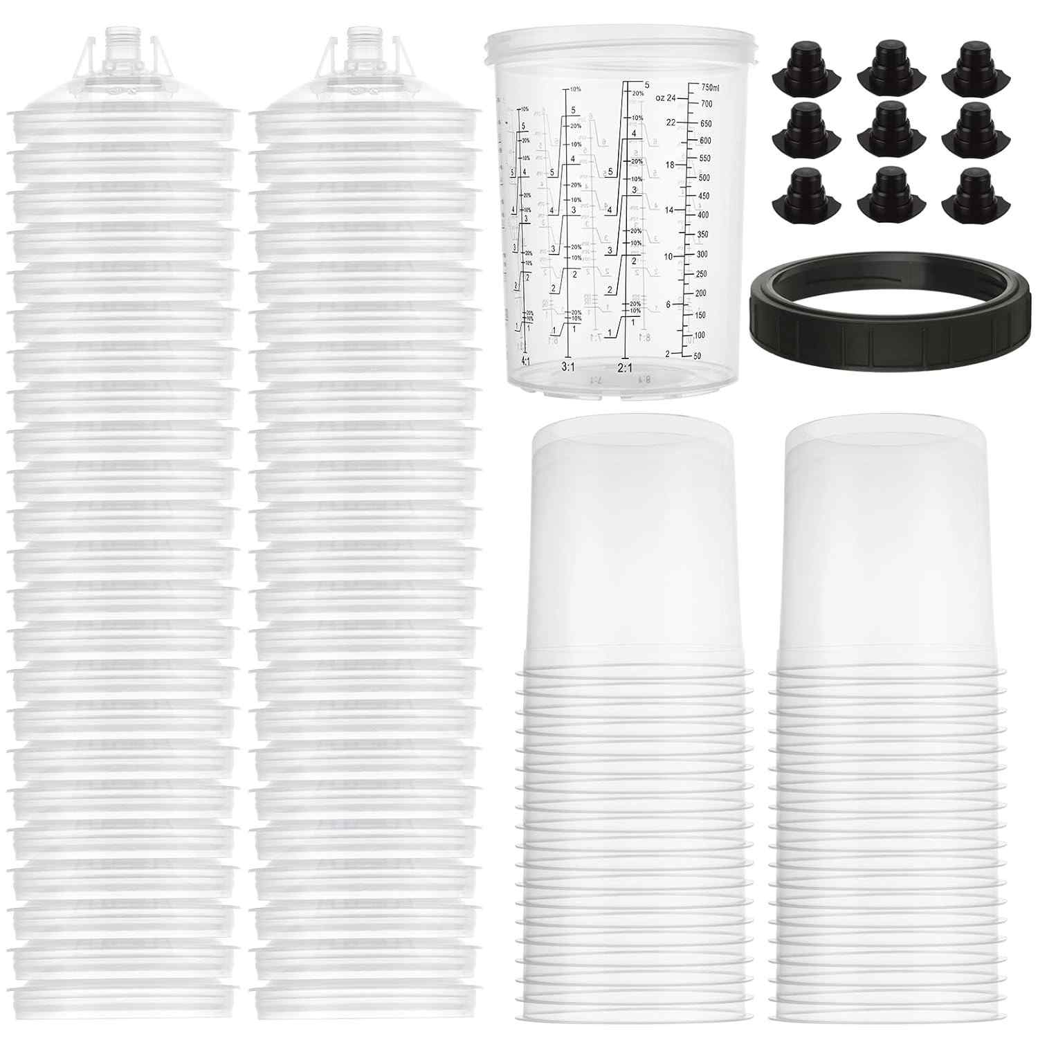 Copos de Tinta Descartáveis para Pistola Automotiva 800ml - Kit Completo com 45 Unidades + Acessórios