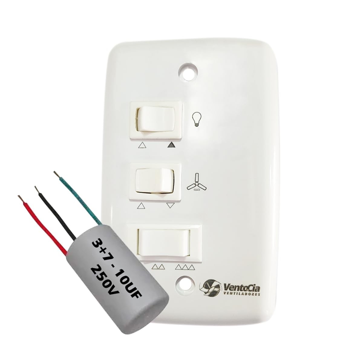 Chave Capacitiva 3 Velocidades 10UF para Ventilador de Teto com Controle de Lâmpada 127V