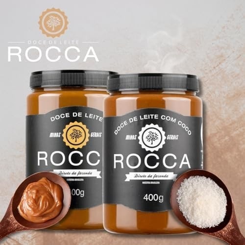 Kit 2x Doce de Leite Rocca 400g – Tradicional e com Coco, Cremoso, Artesanal e Premium, Ideal para Sobremesas, Pães e Confeitaria
