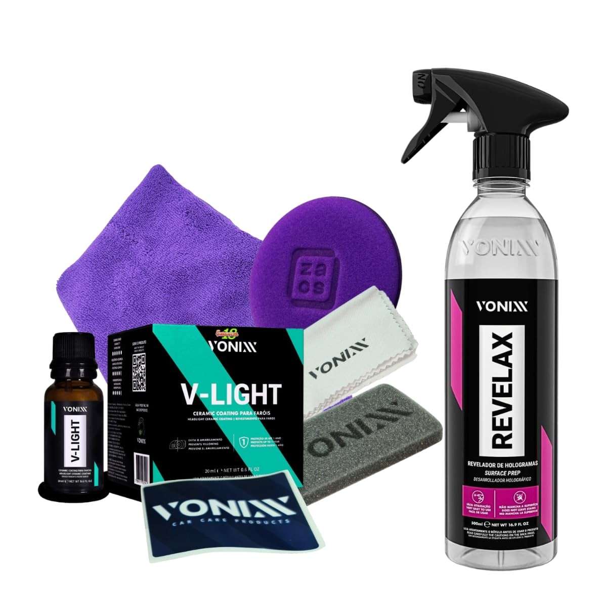 Kit Polimento e Vitrificação Cerâmica V-Light + Revelax | Completo com Acessórios Profissionais