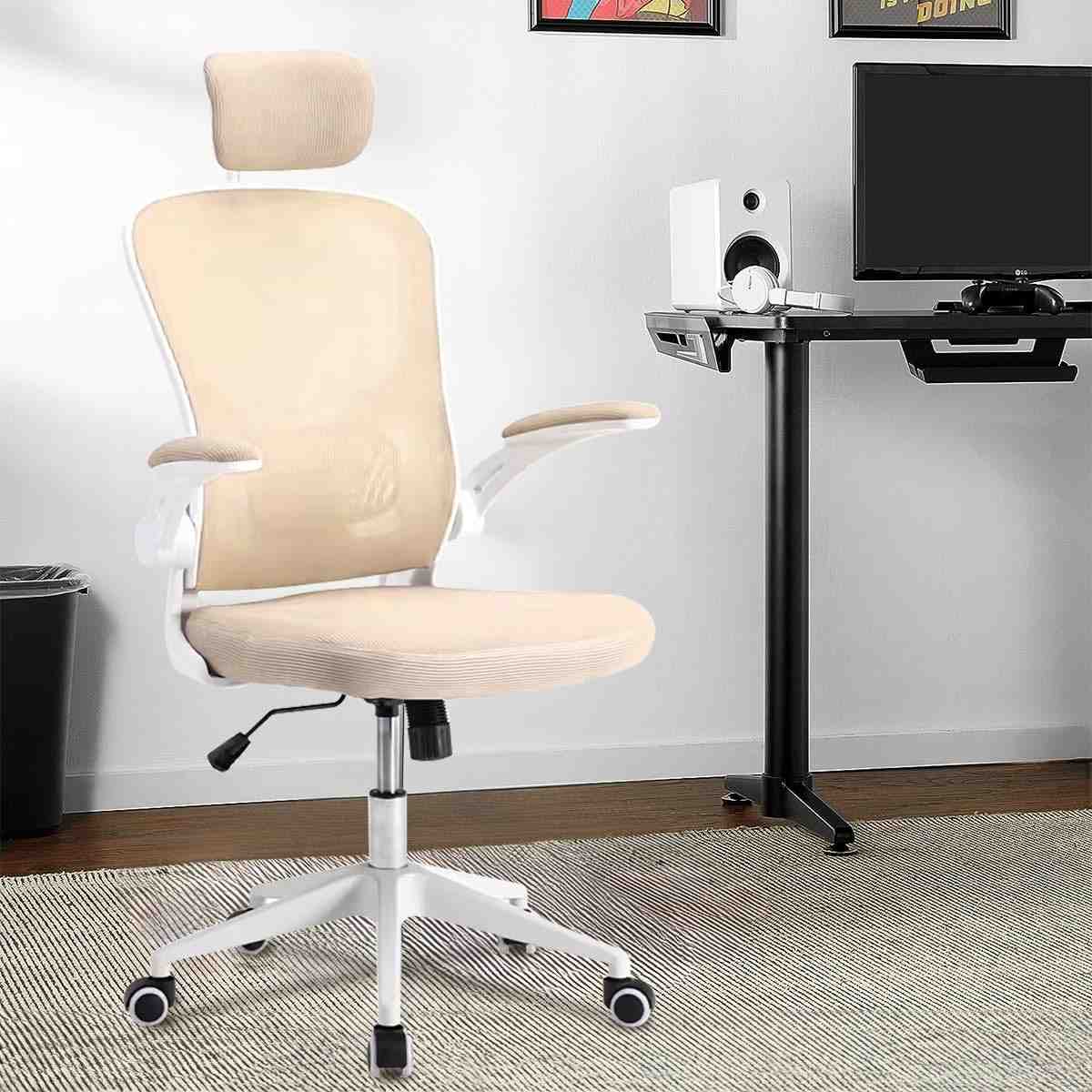 Cadeira de Escritório Ergonômica com Estofado de Mesh Amarela - Conforto e Saúde para Longas Jornadas