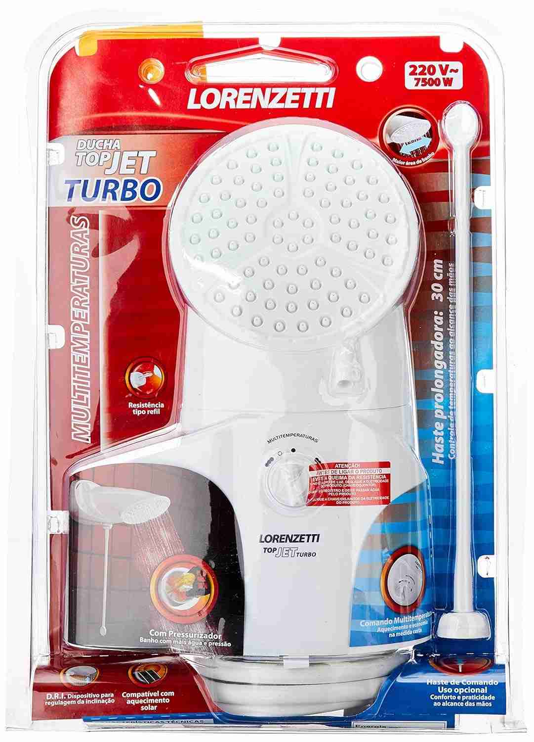 Ducha Top Jet Turbo Multitemperaturas 220V 7500W Lorenzetti - Banho com Mais Pressão e Conforto