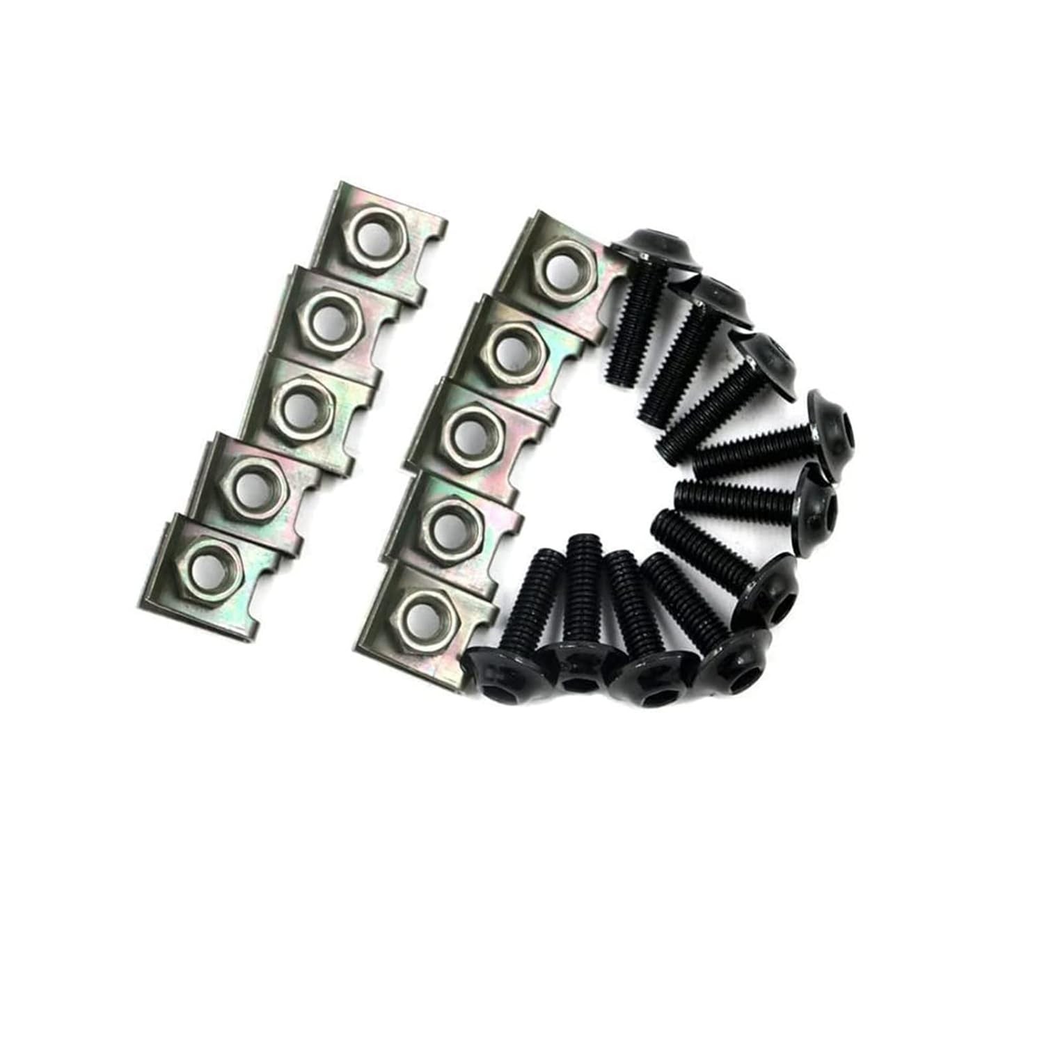 Kit 10 Parafusos M6 com Clipes Universais Alpha Rider para Motos e Scooters (Preto)