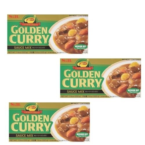 Kit com 3un Golden Curry Chukara Médio 220g S&B