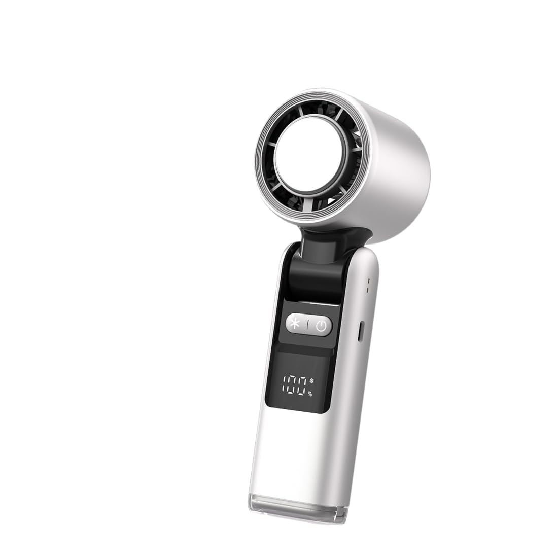 Mini Ventilador Recarregável com Display Digital, Modo Turbo e Refrescante - Portátil e Silencioso (OffWhite)