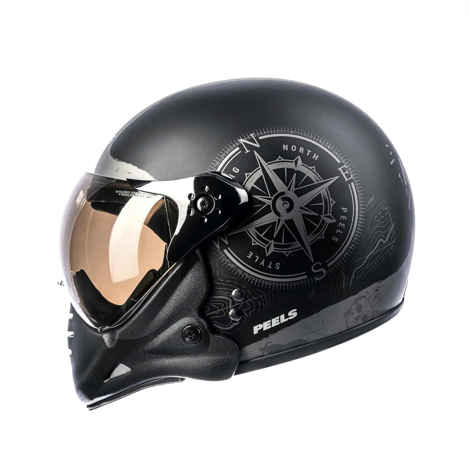 Capacete Aberto Peels F-21 North Preto Fosco/Grafite com Queixeira Removível - Tamanho 60