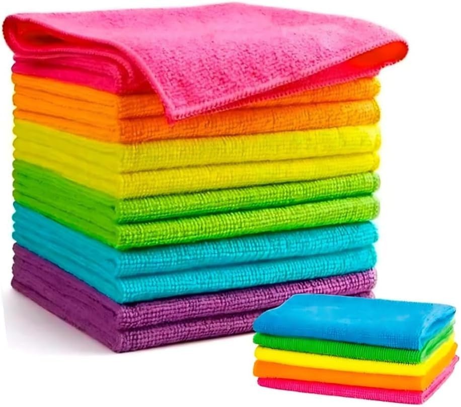 Kit com 5 Panos de Microfibra Multicoloridos - Alta Absorção e Não Risca Superfícies