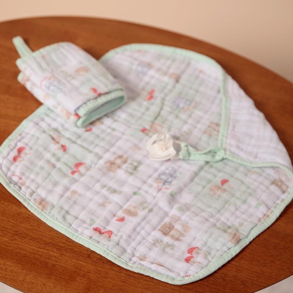 Papi Textil Paninho de Boca Soft Papi com Prendedor de Chupeta - 2 Unidades, Estampa Floresta