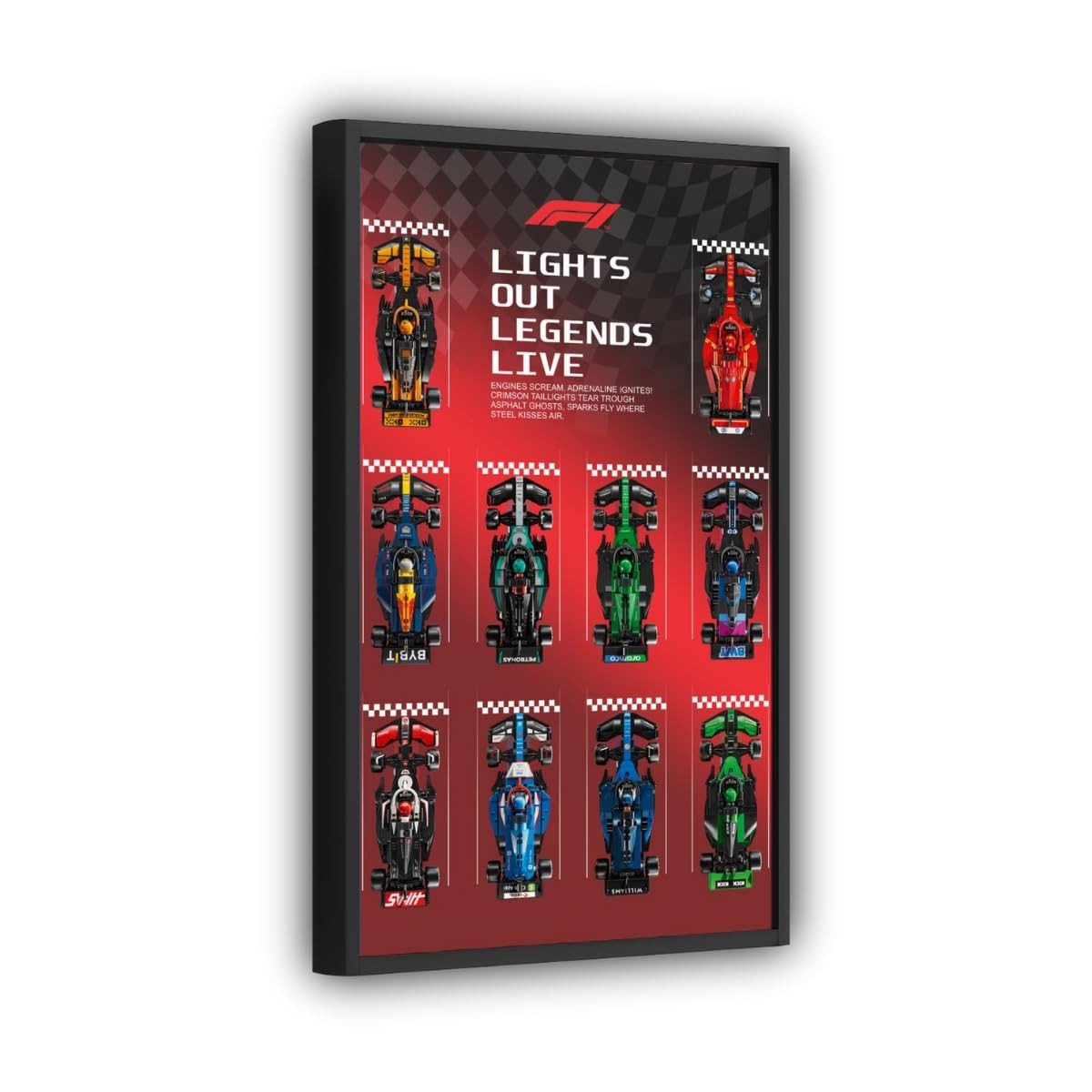 Quadro Expositor para Carros F1 Speed Champions 50x80cm com 20 Peças e Fita 3M - Design Premium em Acrílico