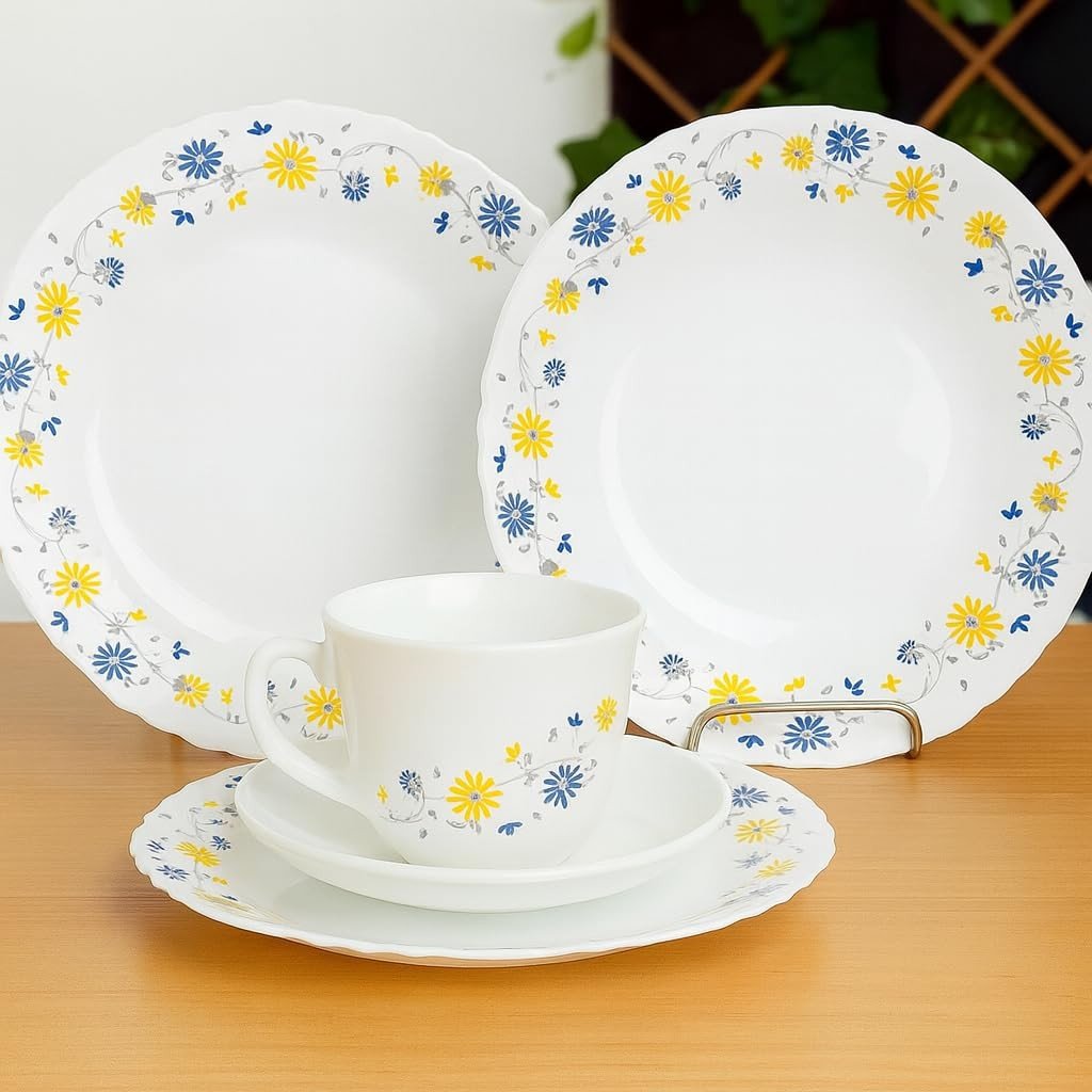 Aparelho de Jantar 20 Peças Vintage Opaline com Detalhes Florais - Elegância Atualizada para sua Mesa