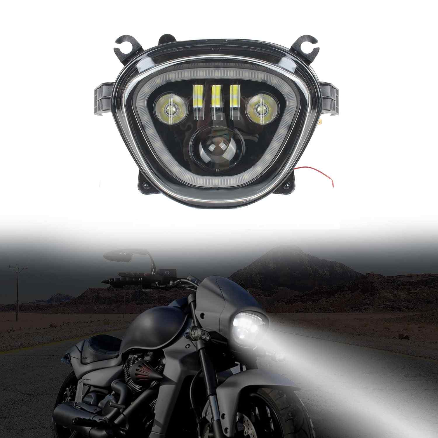 Farol de LED KAKABAS para Suzuki Boulevard M109R M90 2006-2019: Iluminação Potente com Halo DRL