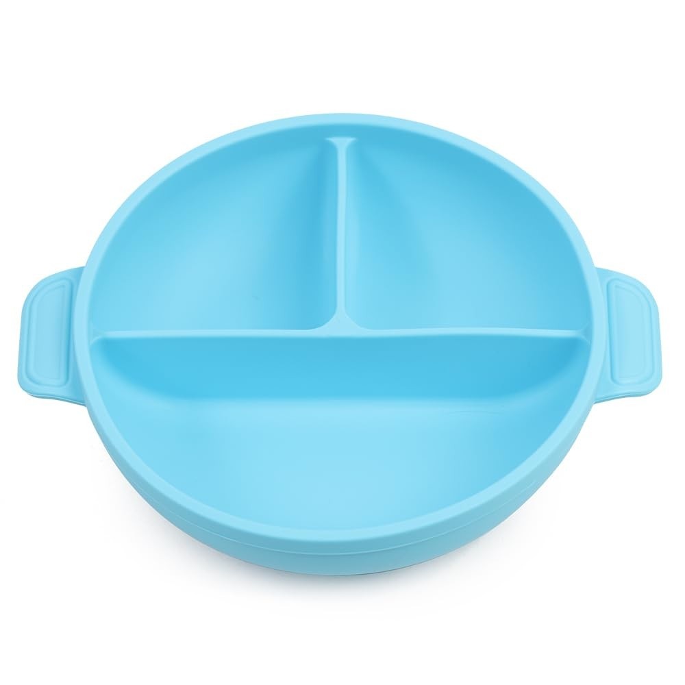 Pratinho com Tampa, Divisória e Ventosa em Silicone para Bebês - Seguro, Prático e Ergonômico