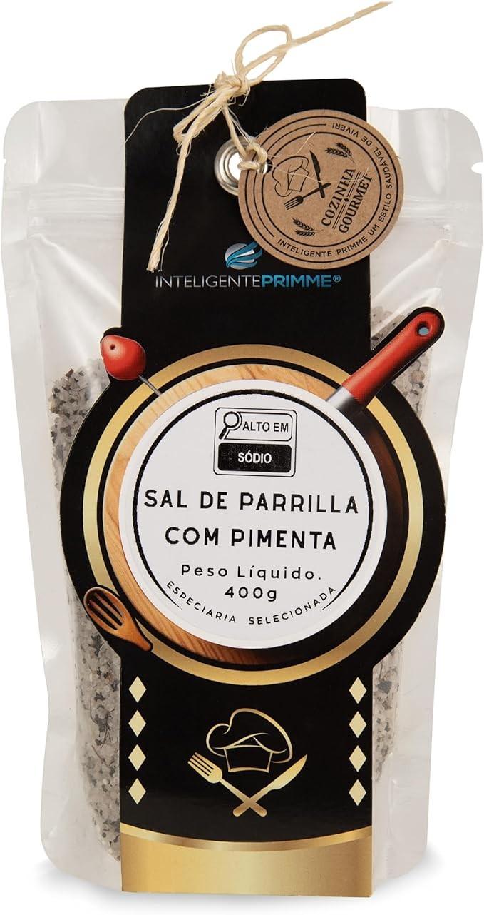 Inteligente Primme Sal de Parrilla com Pimenta, Tempero Premium para Churrasco, 400g