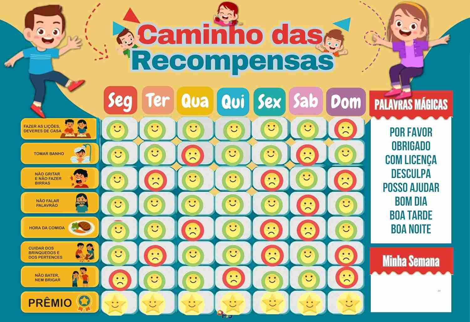 Quadro de Rotina Infantil com Incentivo - Organize Atividades Diárias de Forma Divertida