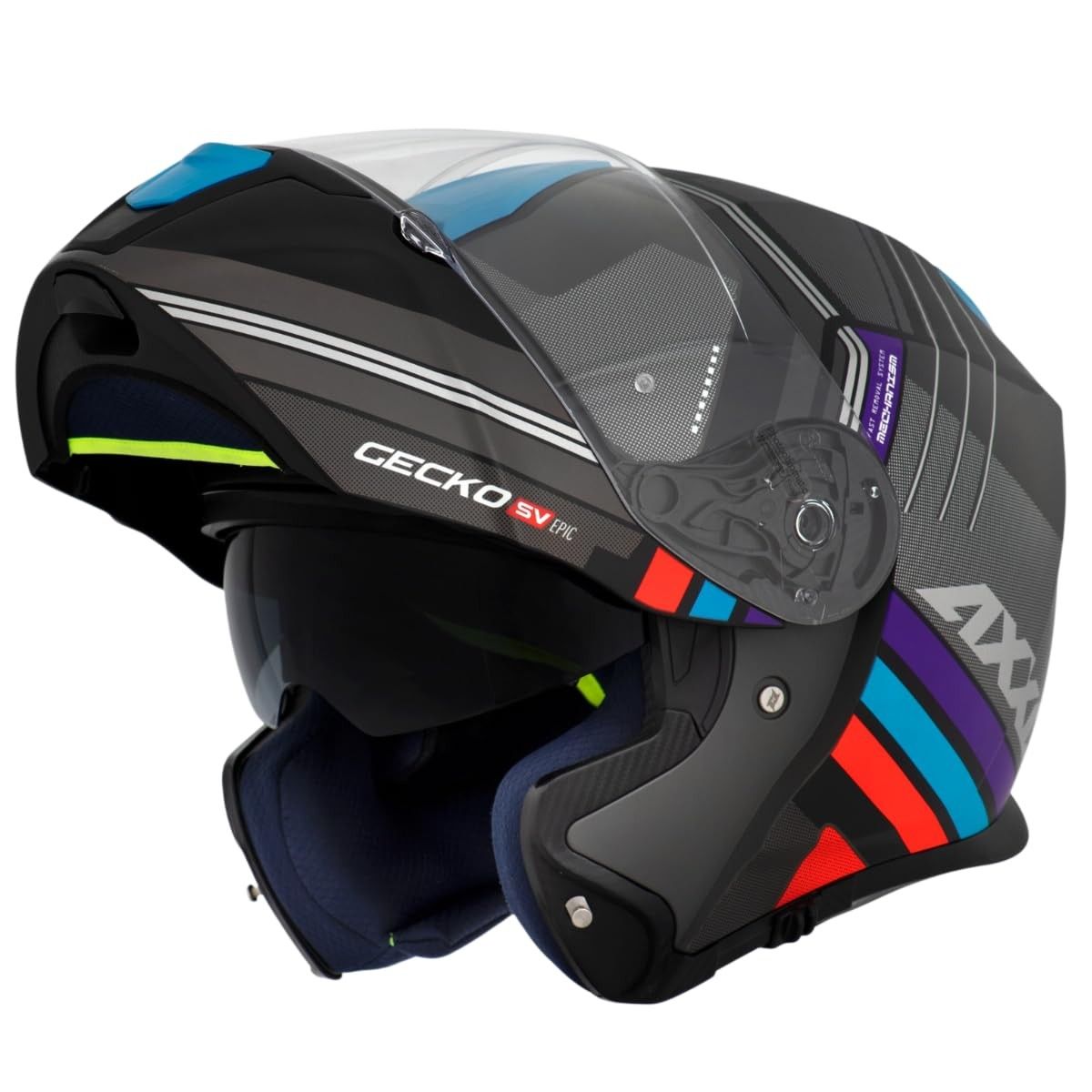 Capacete Gecko SV Epic Sun Visor: Estilo Robocop Escamoteável com Proteção Total